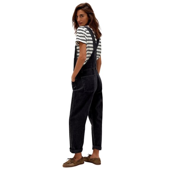 FREE PEOPLE X WE THE FREE Ziggy Straight Leg Overall in Mineral Black | Size L - Picture 3 of 15